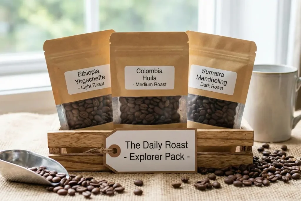Coffee sample pack idea for holiday gifting to male coworkers.