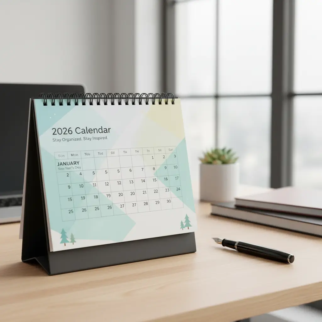 Cute 2026 desk calendar with motivational quotes, functional pick from secret Santa gift ideas for coworkers.