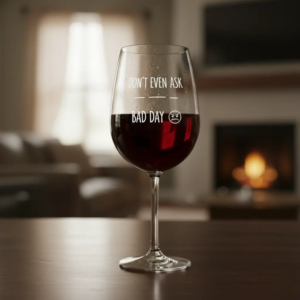 Glass wine tumbler with witty weekend quote, cheeky yet tasteful holiday gift for a coworker.