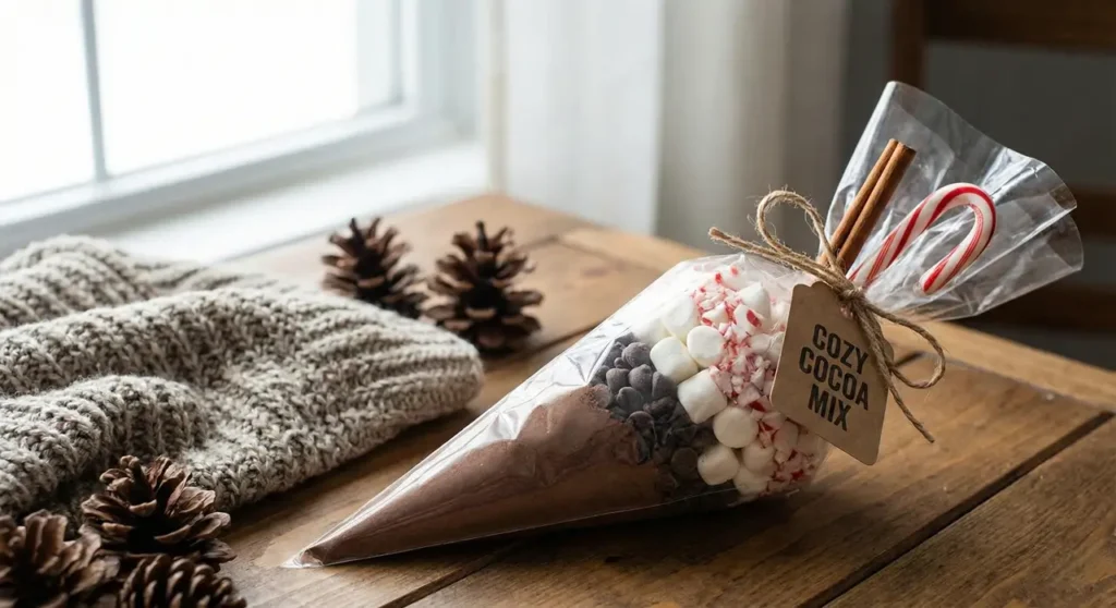 Hot chocolate gift cone as a festive treat for male colleagues.