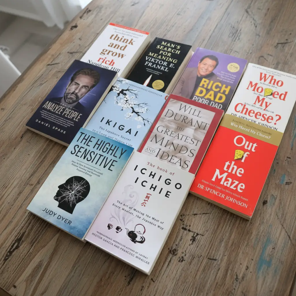 Inspiring self-improvement book wrapped for holidays, thoughtful development-focused present for a teammate.