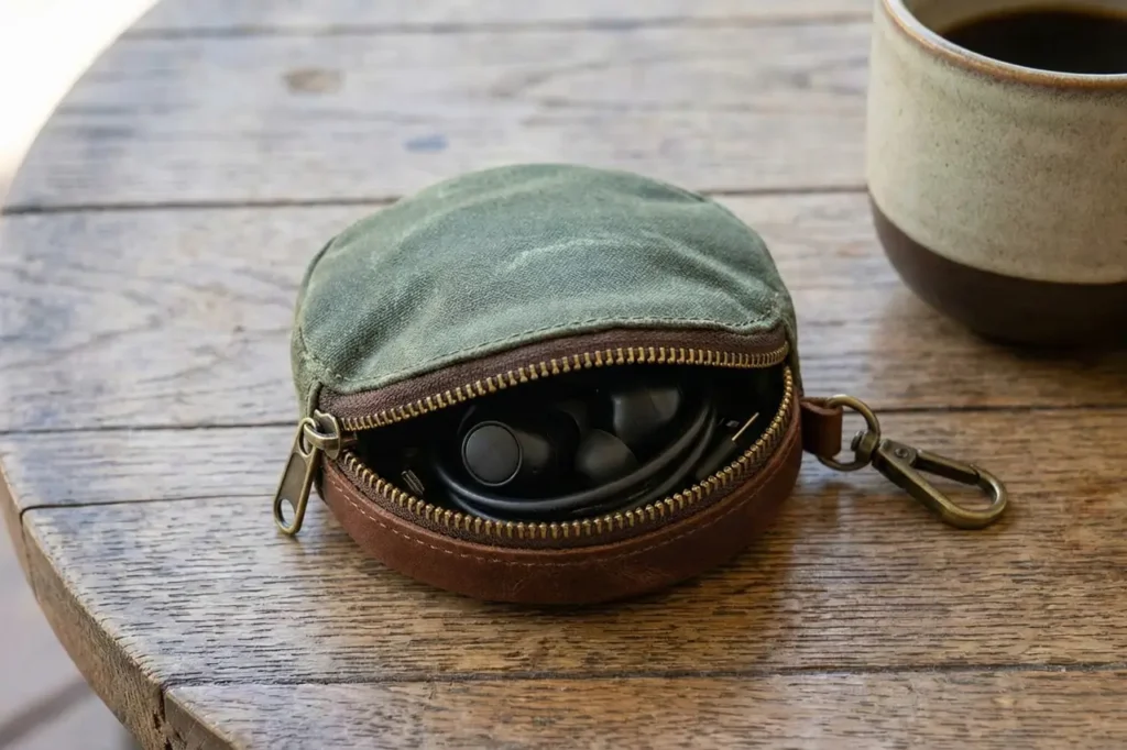 Tech pouch organizer as a practical coworker gift for men.
