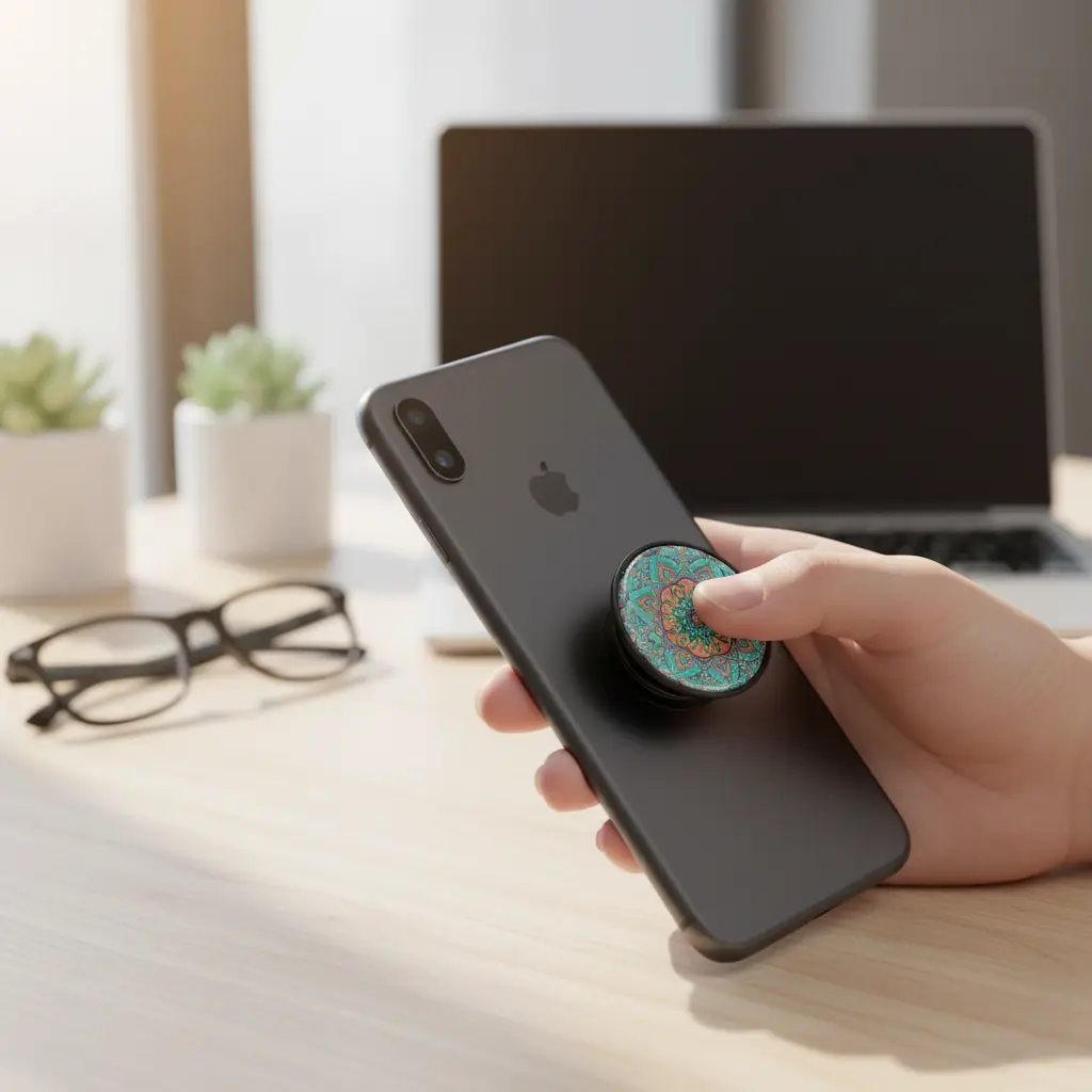 Stylish PopSocket and phone stand combo, budget-friendly mobile accessory for coworker gifting.