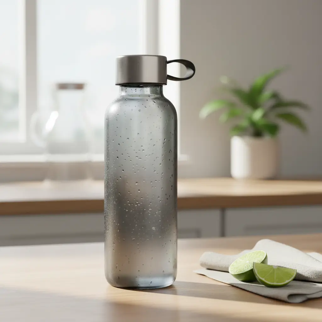 Insulated reusable water bottle in modern color, health-conscious choice among secret Santa gift ideas for coworkers.