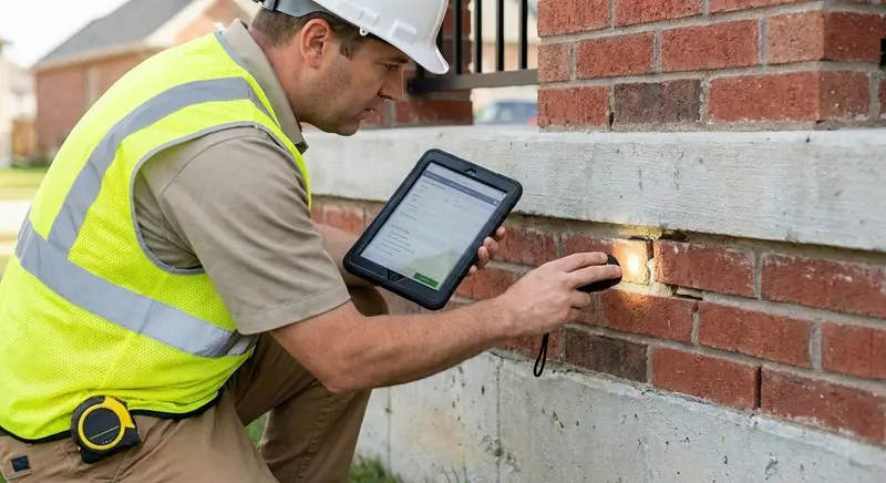 A professional home inspector examining a property to identify structural issues before the final sale.